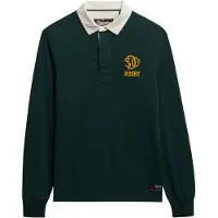 Superdry per uomo. M6010909A Polo sportiva vintage verde scuro con aquila (L), Casual, Cotone, Manica lunga