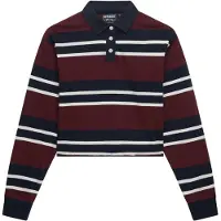 Superdry per donna. W6012175A Polo da rugby a righe bordeaux (M), Casual, Cotone, Manica lunga