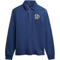 Superdry per uomo. M2014011A Polo blu da rugby atletica vintage (XXL), Casual, Cotone, Manica lunga