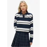 Superdry per donna. W6012175A Polo da rugby a righe blu navy (XL), Casual, Cotone, Manica lunga