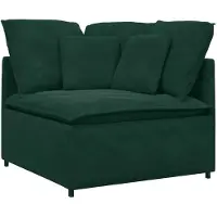 vidaXL Divano modulare con poggiapiedi cuscino in velluto verde scuro