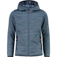 CMP Girl's Jacquard Knitted Jacket Fix Hood Giacca in pile Bambini (140, blu/grigio)