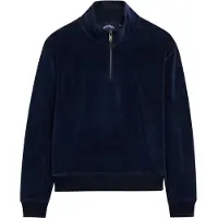 Superdry per donna. W2012370A Felpa blu navy in velluto con mezza zip (S), Casual, Cotone