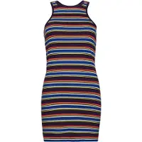 Superdry per donna. W8011412A Abito con logo Racer a righe vintage marrone (XXS), Casual, Lilla, Senza maniche / cinghie, Cotone biologico,