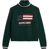 Superdry per donna. W6110538A Maglione Americana Roll verde (L), Casual, Cotone