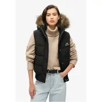 Superdry per donna. W5011784A Gilet Everest nero (XS), Casual, Polister riciclato, Sostenibile