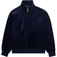 Superdry per donna. W2012383A Felpa con zip Country Club Velour blu navy (XL), Casual, Poliestere