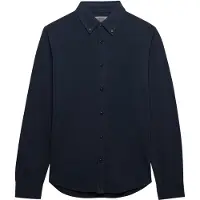 Superdry per uomo. M4011111A Camicia vintage Destroy Navy in piqué (L), Casual, Cotone, Manica lunga