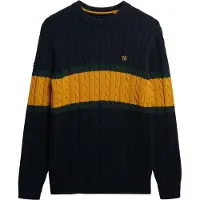 Superdry per uomo. M6110710A Maglione in cotone a righe con motivo a trecce, colore blu marino (M), Casual, Navy