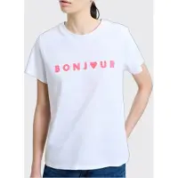 French Connection Bonjour Tee White/raspberry Pink Taglia: S | Maglie Sportivi Outlet | Donna | Rosa