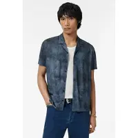 John Varvatos Agosta Easy Fit Ss Camp Collar Shirt Wit Steel Blue Taglia: XS | Camicie Casual Outlet | Uomo | Bianco