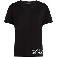 Karl Lagerfeld Signature Edge V-neck T-shirt Black Taglia: M | Maglie Sportivi Outlet | Donna | Nero