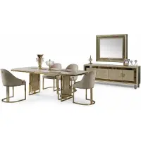 Xl Moebel Gmbh Set da pranzo tavolo da pranzo, 4 sedie, credenza di design con specchio