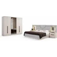 Xl Moebel Gmbh Set per camera da letto: letto, comodini, armadio, tavolino da trucco, mobili eleganti