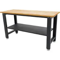 HBM banco da lavoro regolabile in altezza 160 cm, piano di lavoro in legno massello, nero