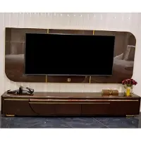 Xl Moebel Gmbh Supporto TV moderno marrone, mobile basso per TV, con piedi dorati