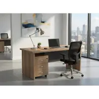 Xl Moebel Gmbh Scrivania in legno con cassettiera a tre cassetti, design da ufficio