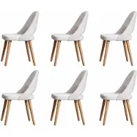 Xl Moebel Gmbh Set di 6 sedie da pranzo moderne con rivestimento in bouclé e gambe in legno