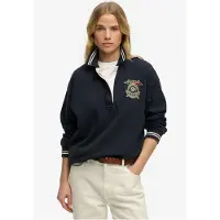 Superdry per donna. W6012211A Felpa Crest Rugby blu navy (M), Casual, Cotone, Manica lunga