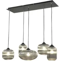 FABAS LUCE Lampada a sospensione Gillis di vetro, 5 luci