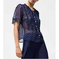 French Connection Polka S/s Ruffle Top Midnight/white Taglia: 6 | Magliette intime Outlet | Donna | Bianco
