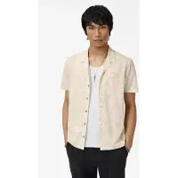 John Varvatos Matera Easy Fit Ss Camp Collar Shirt Wit Marble Taglia: XS | Camicie Casual Outlet | Uomo | Bianco