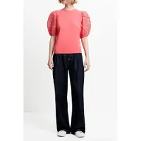 French Connection Crochet Lace Slv Raspberry Taglia: M | Magliette intime Outlet | Donna | Rosa