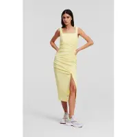 Karl Lagerfeld Gathered Stretch Dress Elfin Yellow Taglia: 40 | Abiti Midi Outlet | Donna | Giallo