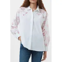 French Connection Cambria Cotton Embroidered Shi Linenwhite/bubblegum Taglia: XL | Magliette intime Outlet | Donna | Bianco