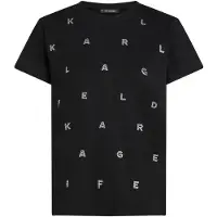 Karl Lagerfeld Rhinestone Heavy Jersey T-shirt Black Taglia: XS | Maglie Sportivi Outlet | Donna | Nero