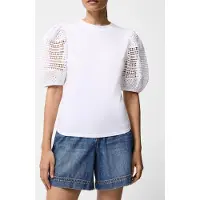 French Connection Crochet Lace Slv Linen White Taglia: XS | Magliette intime Outlet | Donna | Bianco