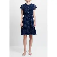 French Connection Polka Ruffle Dress K Navy/summer White Taglia: 8 | Abiti in T-Shirt Outlet | Donna | Bianco