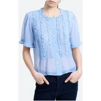 French Connection Polka S/s Ruffle Top Cornflower/wht Taglia: 14 | Magliette intime Outlet | Donna