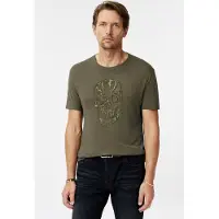 John Varvatos Ss Crew Tee - Chain Skull Olive Leaf Taglia: S | T-shirt stampate Outlet | Uomo | Verde