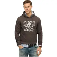Superdry per uomo. M2014350A Felpa con cappuccio Black Skull marrone (M), Casual, Cotone