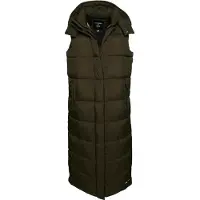 Superdry per donna. W5011444A Gilet lungo con cappuccio Ripstop verde (XS), Casual, Poliestere