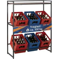 Relaxdays Scaffale per casse di bevande , 6 casse, L x P x A: 117 x 104 x 32 cm, ripiano, portacasse in stile industriale, marrone/nero