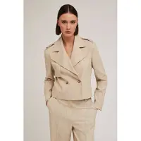 Motivi Polyviscose Double-breasted Short Jacket Beige Taglia: 34 | Giacche corte Outlet | Donna | Marrone