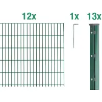 Alberts Recinzione a pannelli doppi 675325, set completo da 26 elementi, rivestita in plastica, colore verde, altezza 163 cm, lunghezza 30 metri