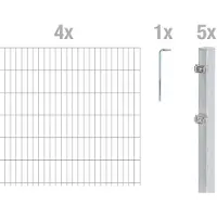 Alberts Recinzione a pannelli doppi, modello 641139, kit completo da 10 pezzi, zincata a caldo, altezza 143 cm, lunghezza 10 metri