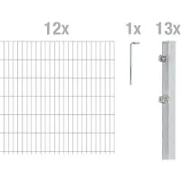 Alberts 669959: Recinzione a pannelli doppi, kit completo da 26 elementi, zincata a caldo, altezza 123 cm, lunghezza 30 metri