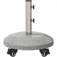 vidaXL Base per ombrellone in granito con ruote per palo da 4-5 cm, 27,2 kg, grigio
