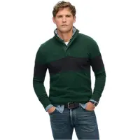 Superdry per uomo. M2014171A Maglia da rugby classica verde girocollo (S), Casual, Cotone