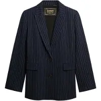 Superdry per donna. W5012032A Americana Pinstripe Boyfriend blu marino (L), Casual, Classico, Poliestere, Navy