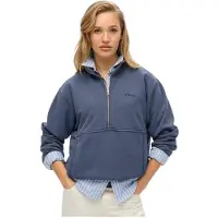 Superdry per donna. W2012312A Felpa con mezza zip Essential Logo in blu (L), Casual, Cotone