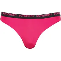 Superdry per donna. W3010390A Slip bikini rosa elasticizzato dal taglio audace (L), Beachwear, Polister riciclato, Sostenibile