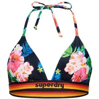 Superdry per donna. W3010359A Top bikini a triangolo con logo vintage blu scuro (L), Beachwear, Polister riciclato, Sostenibile, Navy