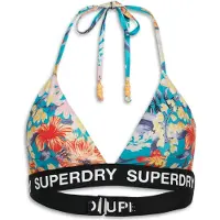 Superdry per donna. W3010400A Top Bikini A Triangolo Con Logo Multicolor (XS), Blu, Beachwear, Polister riciclato, Sostenibile
