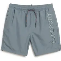 Superdry per uomo. M3010227A Costume da bagno premium ricamato grigio (M), Beachwear, Sostenibile, Poliestere riciclato