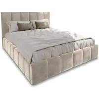 Masseno Letto imbottito TARANTO 160x200 cm, letto imbottito con contenitori - color crema, MONOLITH 04